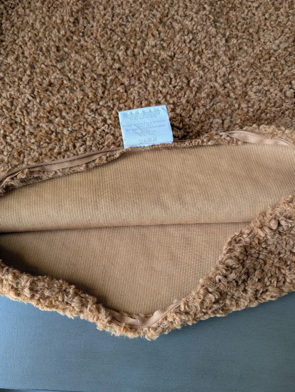 2 Southern Living Curly Teddy Pillow Covers Brown Plush Boucle Sherpa Decor